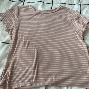 pink and white striped t-shirt